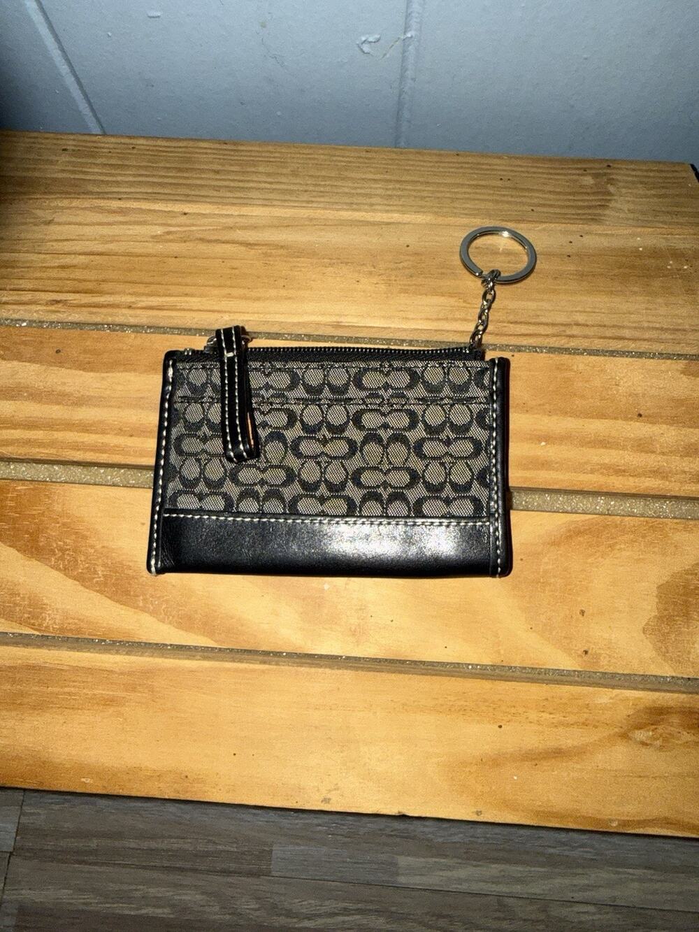Vintage Y2K Coach Black Signature Keychain Card Holder